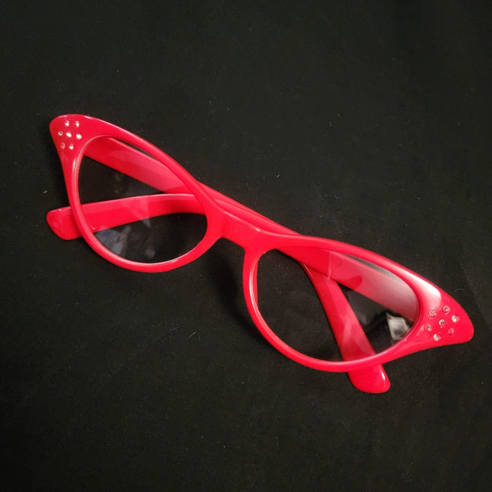 Brand New, Retro, Red Cat-Eye Sunglasses with Rhinestone Accents